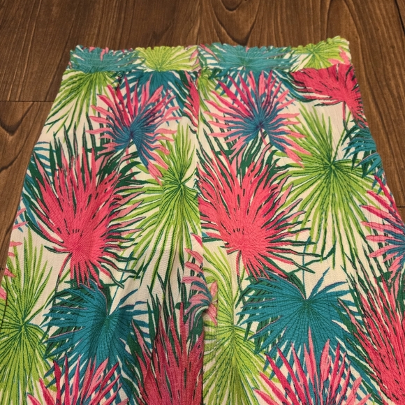 Rose & Olive Wide Leg Gauze Pants Tropical Beach Cover Up Pink White Casual L - Picture 9 of 10